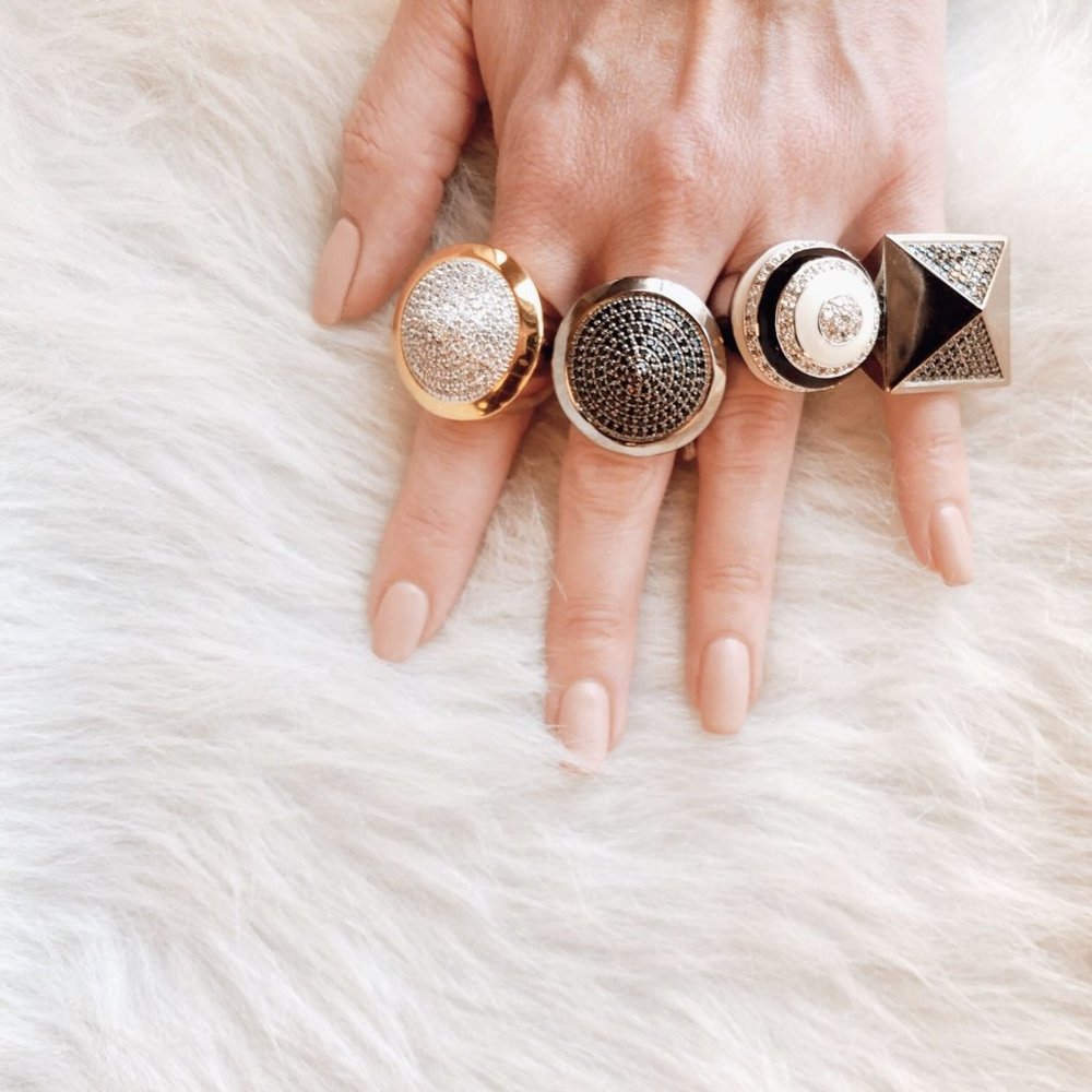 NOIR Pave Cone Ring (Gunmetal)